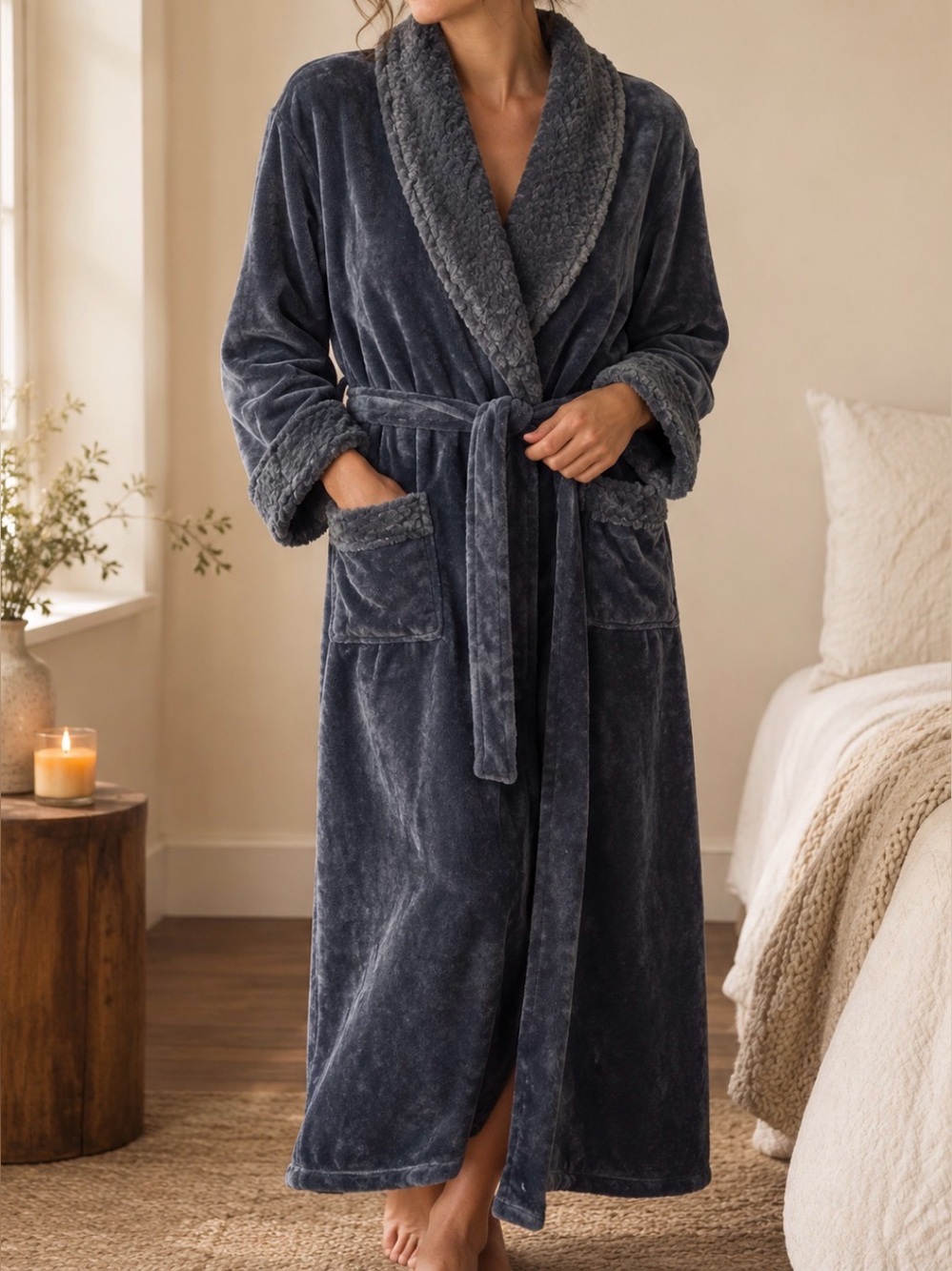 Heartnice Chenille Plush Belted Robe L/XL 12-16
